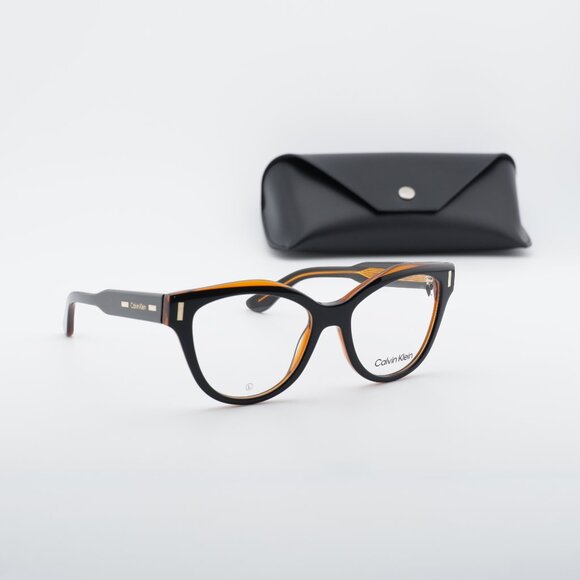 Calvin Klein CK23541 008 Cat Eye Eyeglasses 53mm - Black/Brown
